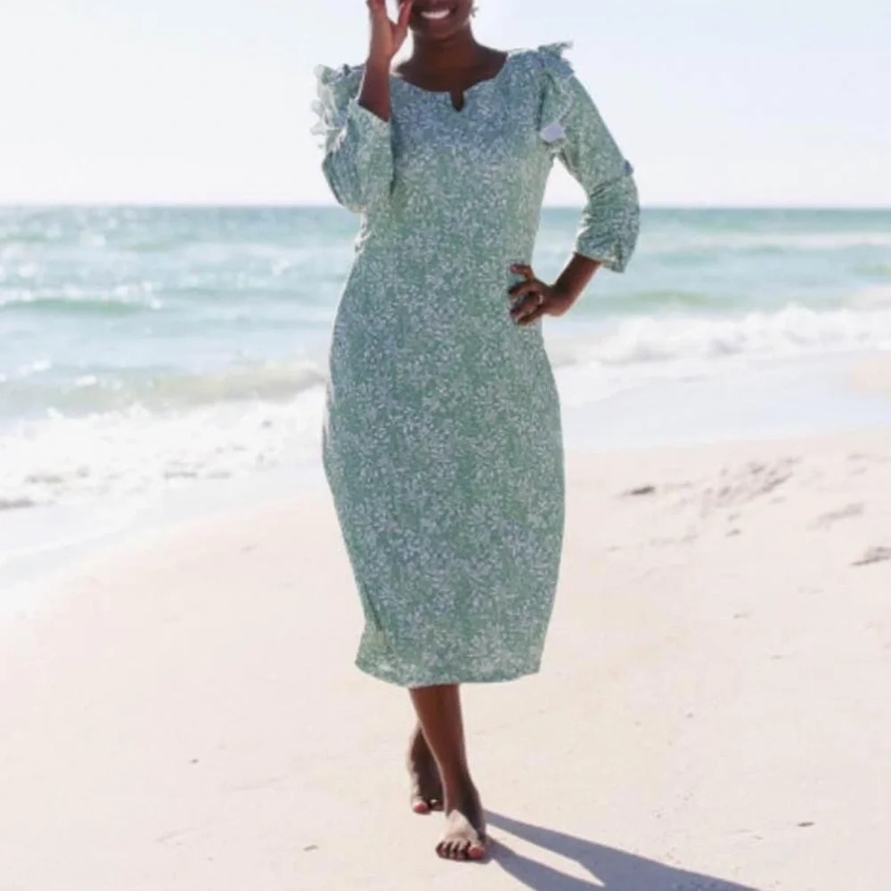 Dainty Jewells Green quarter sleeve swim dress - Picture 2 of 2